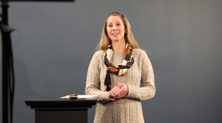 Anna Sollien i studio under lokallagsledersamling januar 2022