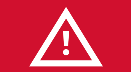 Ikon PF Advarsel hvit rod bakgrunn